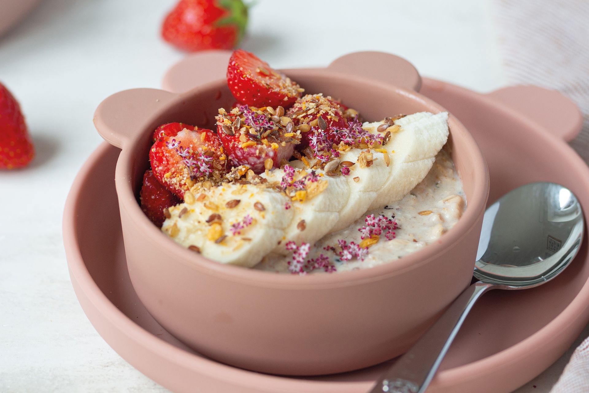 Budwig Kinder-Porridge mit Erdbeer und Banane